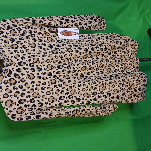 ShoSho sz M hoodie minidress, LS, Halloween leopard print, soft, stretchy fleece - Picture 5 of 13